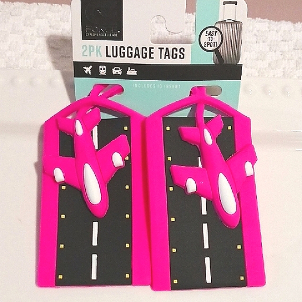 G-Force Pink Airplane Runway Luggage Tags ✈️ Adorable! ✈️ ✈️